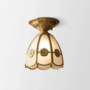 DecorBites™ Minimalist Brass Semi Flush Mount with Scalloped Metal - Single-Bulb Flush Mount Lighting