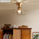 DecorBites™ Minimalist Brass Semi Flush Mount with Scalloped Metal - Single-Bulb Flush Mount Lighting