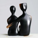 Minimalist bronze & black resin couple sculptures bedroom decor