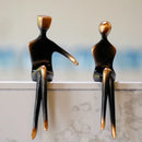 Minimalist bronze & black resin couple sculptures bedroom decor