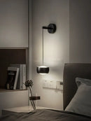 Minimalist brushed brass & matte black led wall lamp for bedroom
