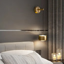 Minimalist brushed gold & matte black wall lamp bedroom reading light