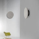 Minimalist cement grey flat round wall sconce light for bedroom