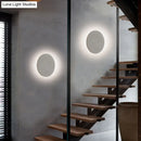 Minimalist cement grey flat round wall sconce light for bedroom