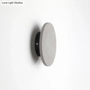 Minimalist cement grey flat round wall sconce light for bedroom