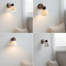 Minimalist ceramic walnut wood wall light bedroom reading lamp