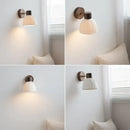 Minimalist ceramic walnut wood wall light bedroom reading lamp