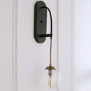 DecorBites™ Minimalist Clear Glass Wall Sconce with 1 Light - Black Wall Mounted Fixture