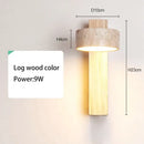 Minimalist concrete and wood led light bedroom wall lamp