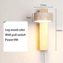 Minimalist concrete and wood led light bedroom wall lamp