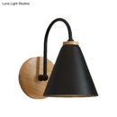 DecorBites™ Minimalist Conical Wall Sconce with Metal Shade and Gooseneck Arm, Black/White, 6" Width