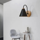DecorBites™ Minimalist Conical Wall Sconce with Metal Shade and Gooseneck Arm, Black/White, 6" Width