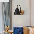 DecorBites™ Minimalist Conical Wall Sconce with Metal Shade and Gooseneck Arm, Black/White, 6" Width