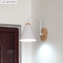 DecorBites™ Minimalist Conical Wall Sconce with Metal Shade and Gooseneck Arm, Black/White, 6" Width
