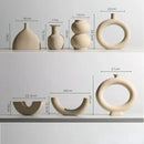 Minimalist cream ceramic art vase living room sculptural decor