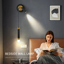 Minimalist creative luxury black & gold bedside wall lamp bedroom