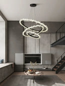 Minimalist crystal gold & black ring chandelier dining room light