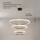 Minimalist crystal gold & black ring chandelier dining room light