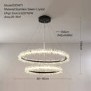 Minimalist crystal gold & black ring chandelier dining room light