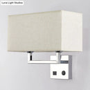DecorBites™ Minimalist Cuboidal Fabric Wall Light Fixture - Beige/White, 2 Lights - Ideal for Living Room