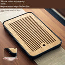 Minimalist dark brown and black bamboo tea tray dining room storage