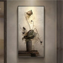 Minimalist earthy lotus led wall lamp for bedroom canvas decor