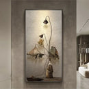 Minimalist earthy lotus led wall lamp for bedroom canvas decor