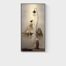 Minimalist earthy lotus led wall lamp for bedroom canvas decor