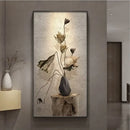 Minimalist earthy lotus led wall lamp for bedroom canvas decor