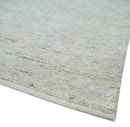 Minimalist Fine Hand Knotted Ivory and Silver 9x12 Rug Made with Fine Wool, Solid Rug | AC37912