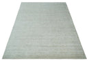 Minimalist Fine Hand Knotted Ivory and Silver 9x12 Rug Made with Fine Wool, Solid Rug | AC37912
