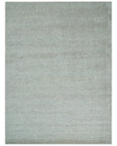 Minimalist Fine Hand Knotted Ivory and Silver 9x12 Rug Made with Fine Wool, Solid Rug | AC37912