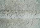 Minimalist Fine Hand Knotted Ivory and Silver 9x12 Rug Made with Fine Wool, Solid Rug | AC37912