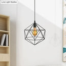Minimalist geometric metal pendant light black & white living room