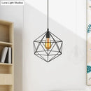 Minimalist geometric metal pendant light black & white living room