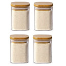 Minimalist glass jar with bamboo lid and labels – kitchen storage