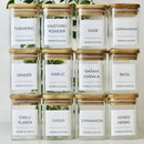 Minimalist glass jar with bamboo lid and labels – kitchen storage