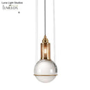 Minimalist globe crystal shade hanging lamp living room brass mesh