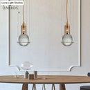 Minimalist globe crystal shade hanging lamp living room brass mesh