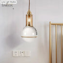 Minimalist globe crystal shade hanging lamp living room brass mesh