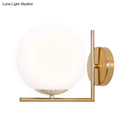 Minimalist gold and frosted white glass ball wall light bedroom sconce