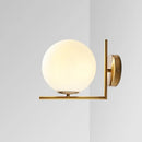 Minimalist gold and frosted white glass ball wall light bedroom sconce