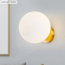 DecorBites™ Minimalist Bedside Sconce Light with White Glass Ball and Gold Wall Mount