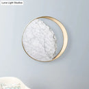 Minimalist gold and white moon wall lamp for living room