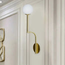 DecorBites™ Minimalist Opal Glass Wall Sconce with Long Curved Arm - Single Bulb Lamp in Black/Gold