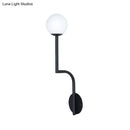 DecorBites™ Minimalist Opal Glass Wall Sconce with Long Curved Arm - Single Bulb Lamp in Black/Gold