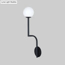 DecorBites™ Minimalist Opal Glass Wall Sconce with Long Curved Arm - Single Bulb Lamp in Black/Gold