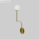 DecorBites™ Minimalist Opal Glass Wall Sconce with Long Curved Arm - Single Bulb Lamp in Black/Gold