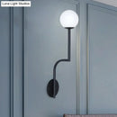 DecorBites™ Minimalist Opal Glass Wall Sconce with Long Curved Arm - Single Bulb Lamp in Black/Gold