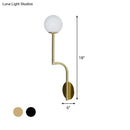 DecorBites™ Minimalist Opal Glass Wall Sconce with Long Curved Arm - Single Bulb Lamp in Black/Gold